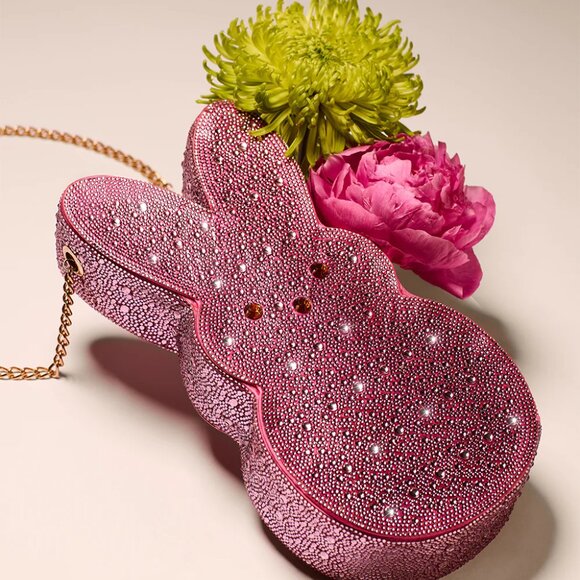 Betsey Johnson Kitsch Peeps Pink Rhinestone Bunny Rabbit Easter Crossbody Bag - Picture 10 of 16